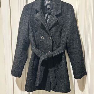 BKE Women's Elegant Black Pea Coat